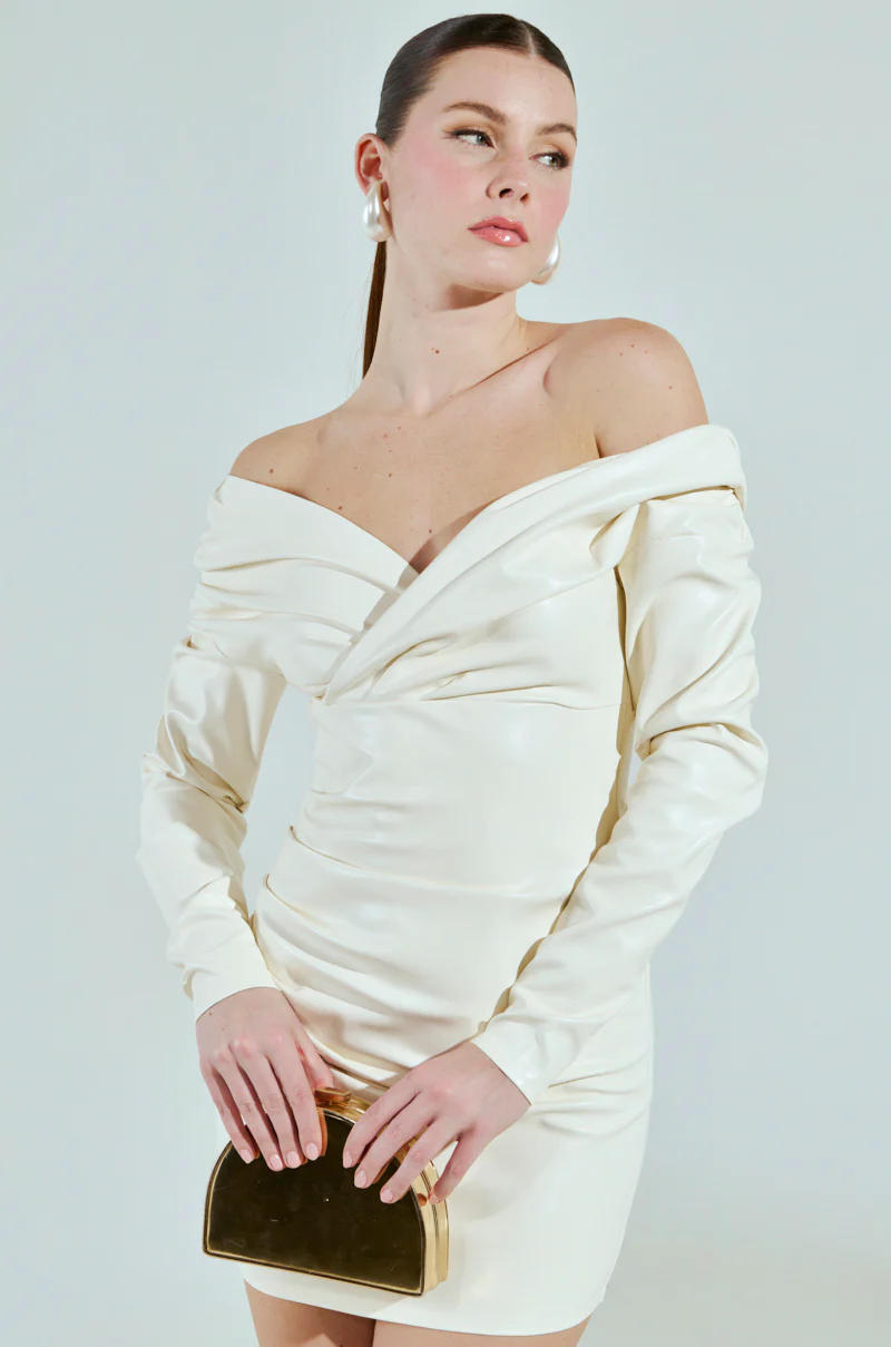 FRAN PU MINI DRESS IN IVORY - Image 3
