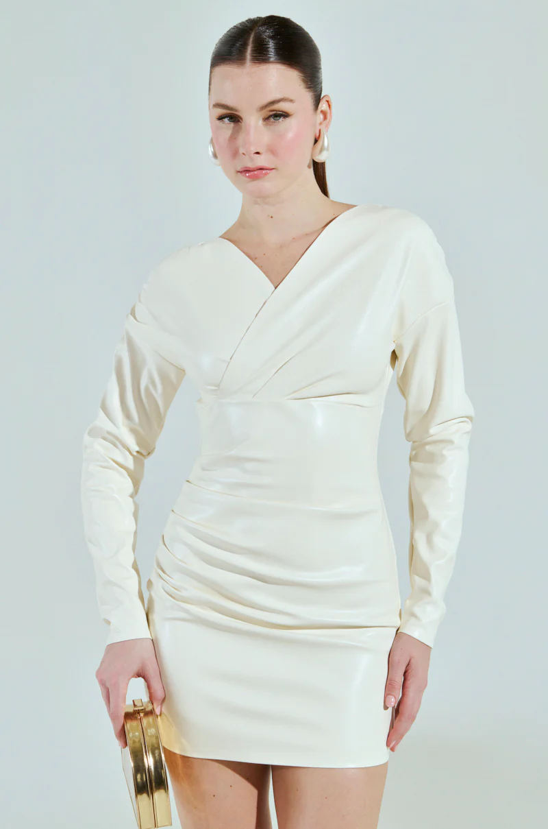 FRAN PU MINI DRESS IN IVORY - Image 4
