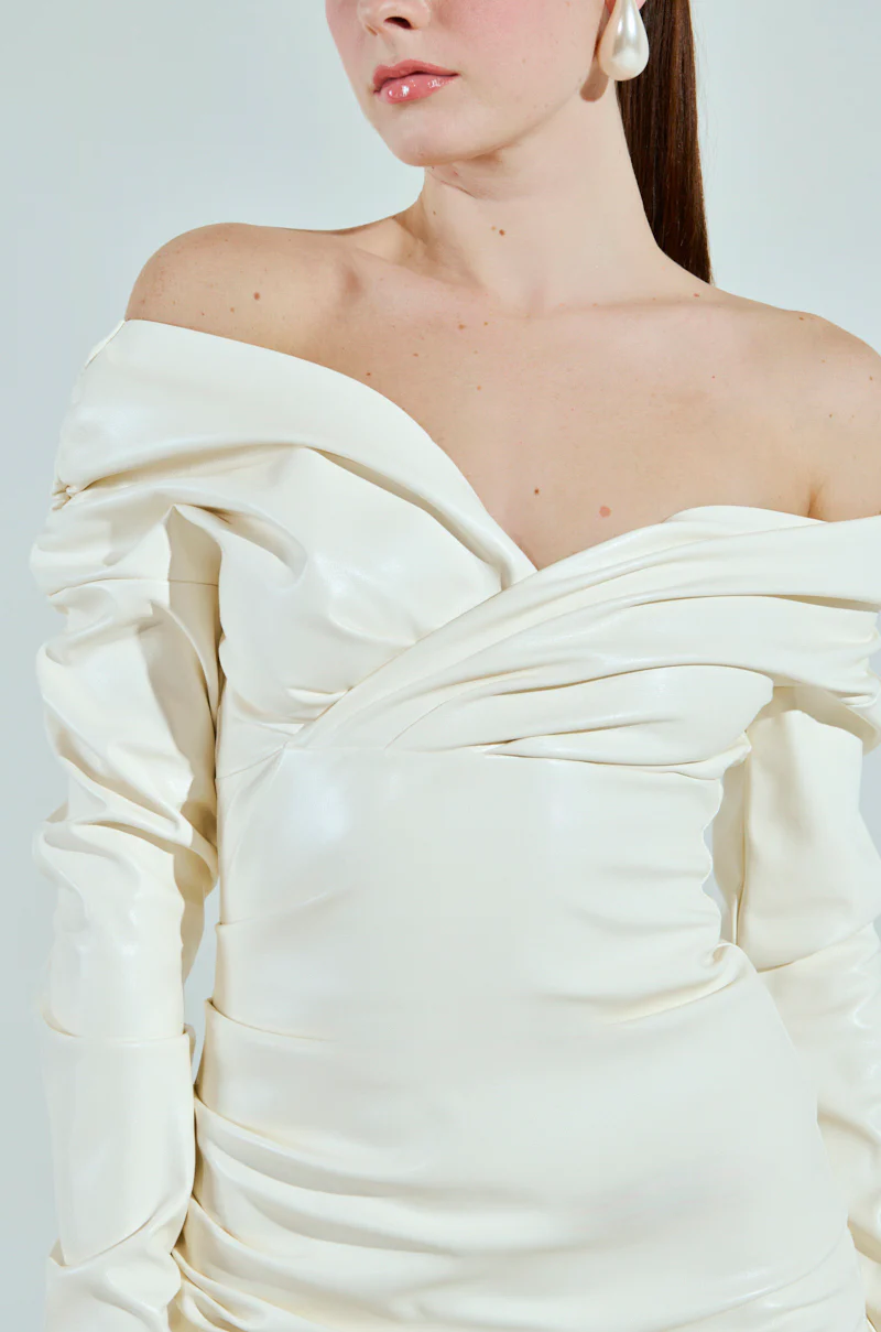 FRAN PU MINI DRESS IN IVORY - Image 8