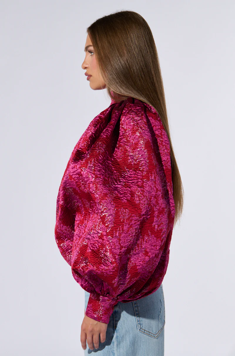 FRANCESCA PUFF SLEEVE MOCK NECK TOP - Image 6