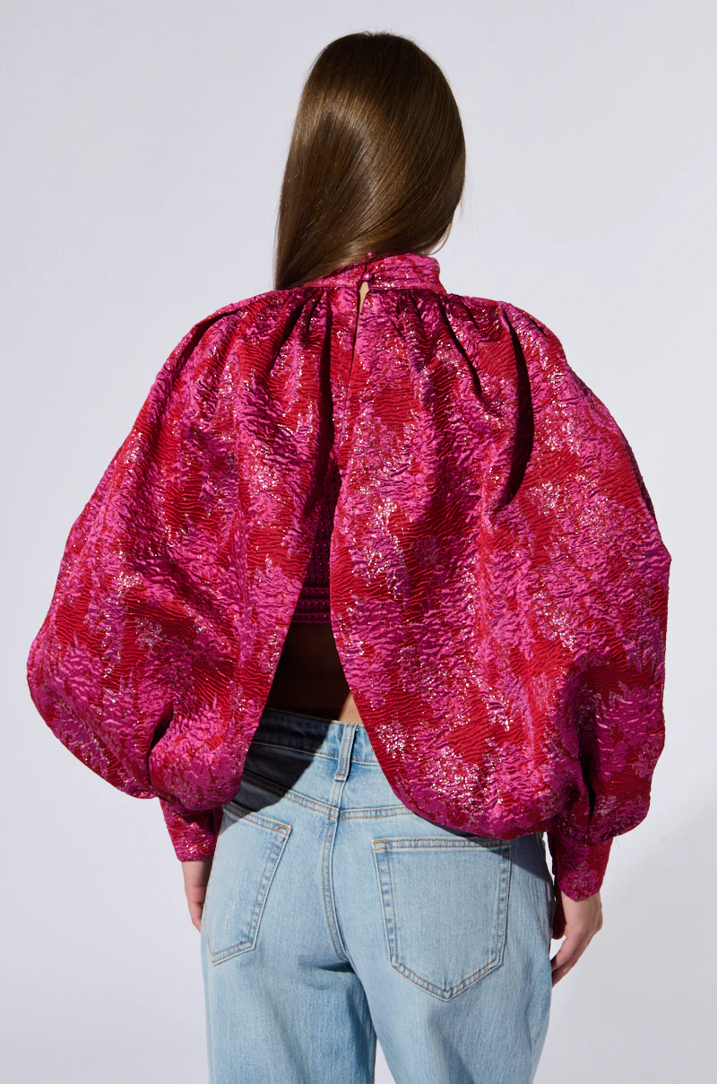 FRANCESCA PUFF SLEEVE MOCK NECK TOP - Image 7