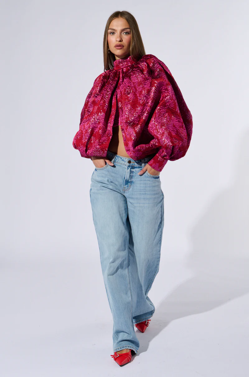 FRANCESCA PUFF SLEEVE MOCK NECK TOP - Image 8