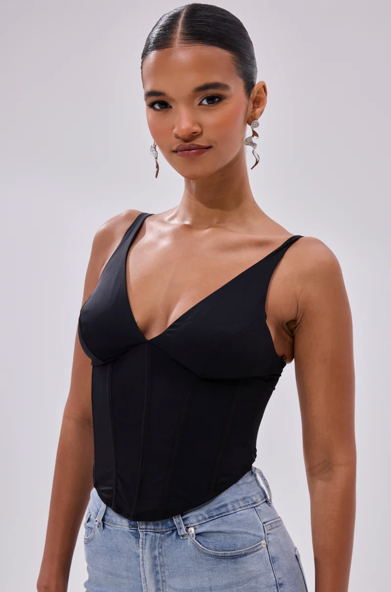 FREE SPIRIT SLEEVELESS CORSET TOP IN BLACK - Image 2