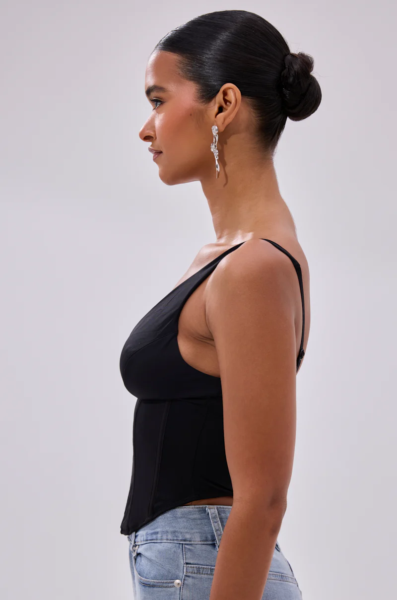FREE SPIRIT SLEEVELESS CORSET TOP IN BLACK - Image 3