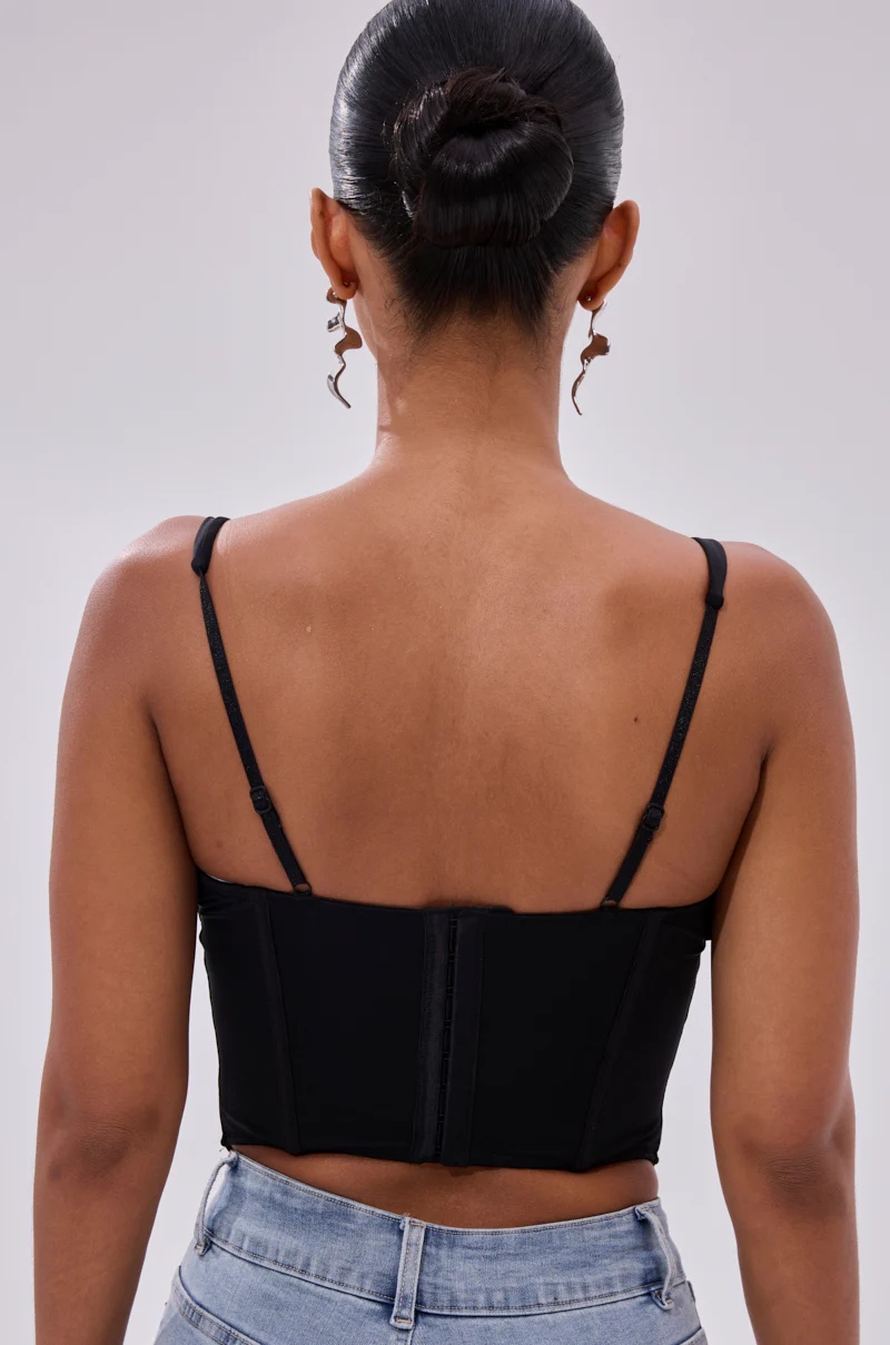 FREE SPIRIT SLEEVELESS CORSET TOP IN BLACK - Image 4