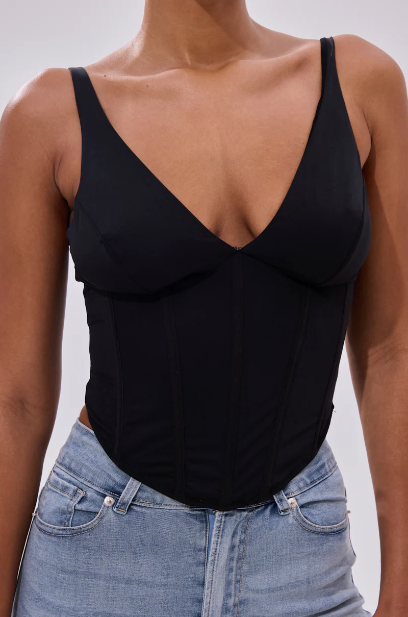 FREE SPIRIT SLEEVELESS CORSET TOP IN BLACK - Image 7