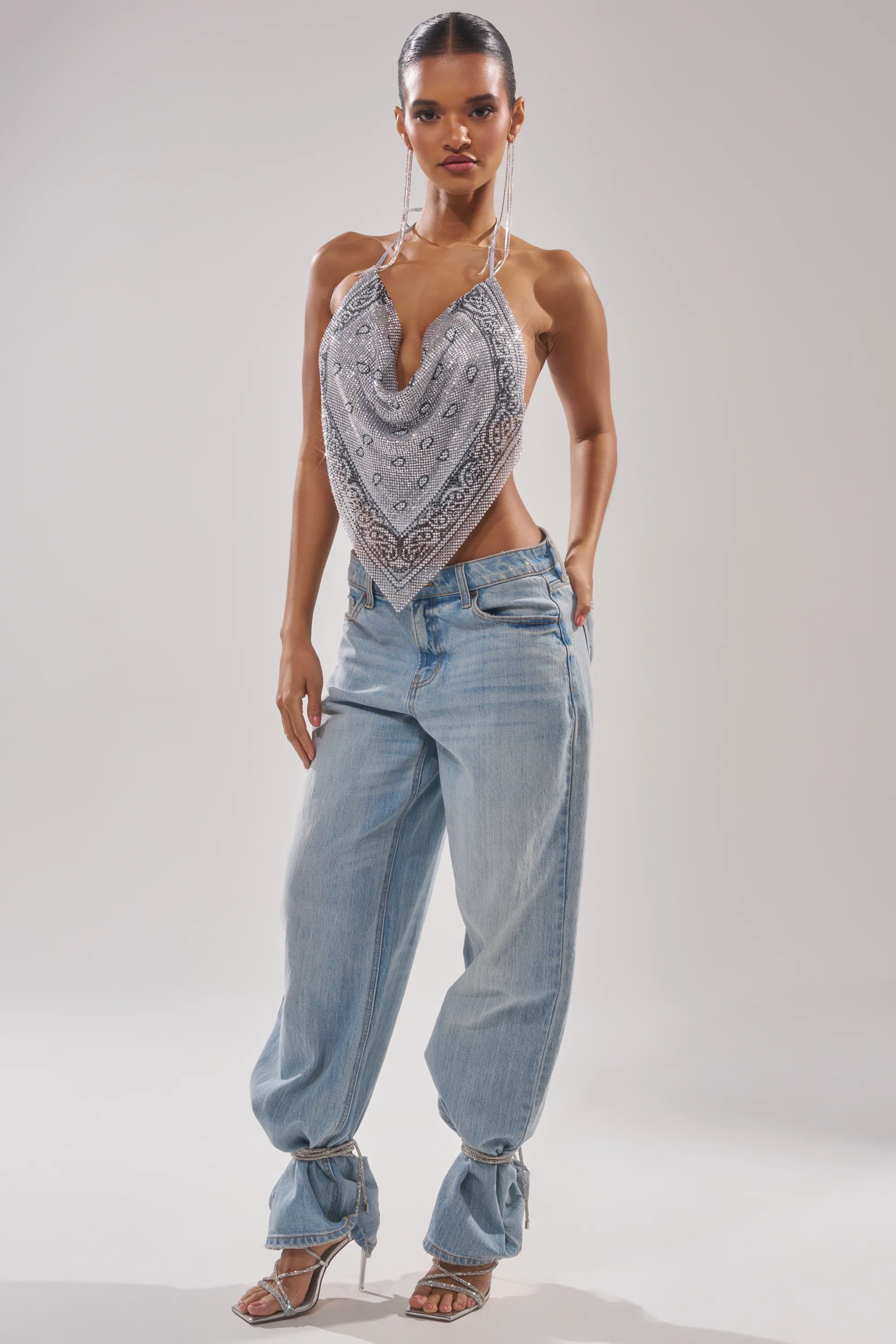 FREESTYLE RHINESTONE COWL NECK TOP - Image 7