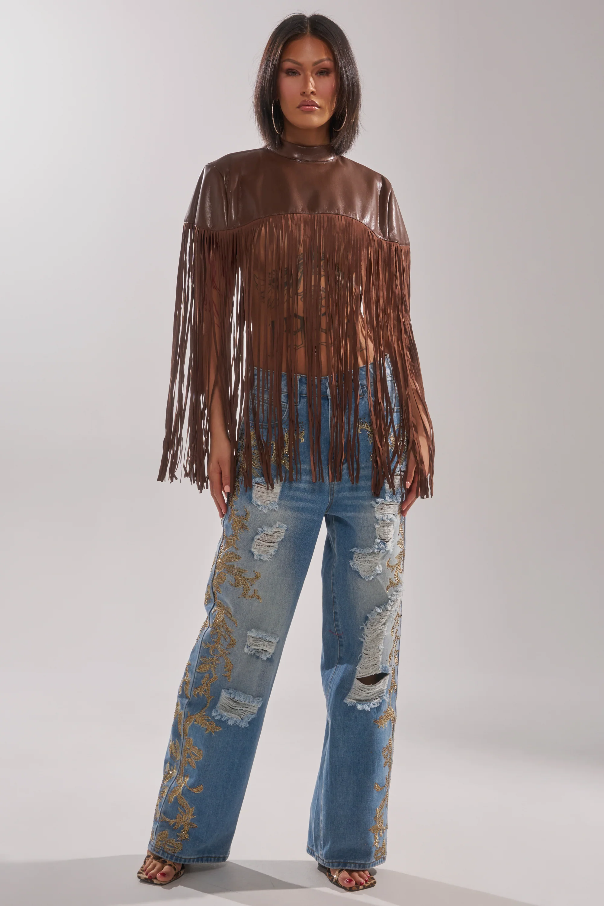FRINGE FOR DAYS FAUX LEATHER TOP - Image 6