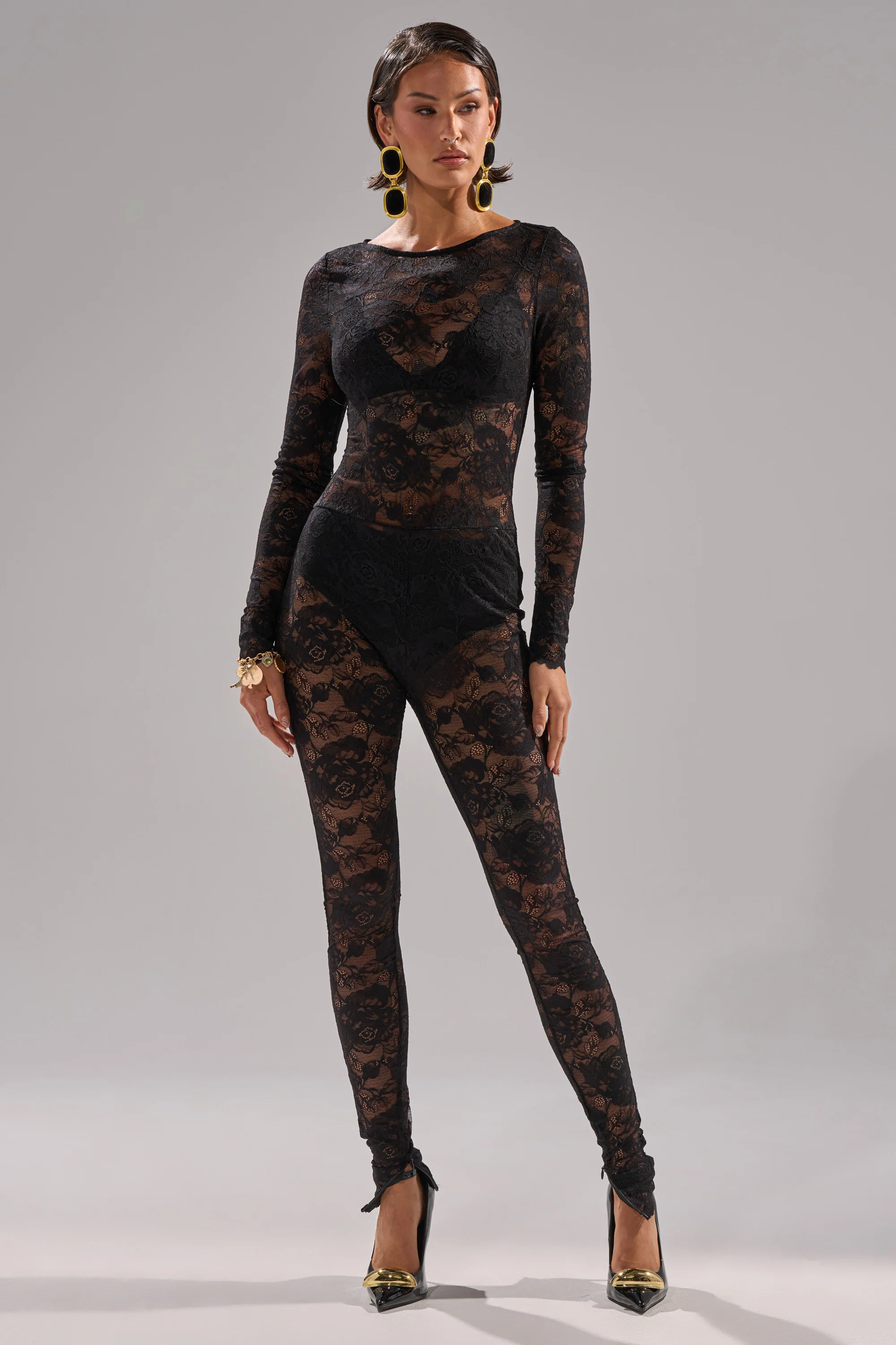 FROM DAY TO NIGHT LACE JUMPSUIT IN BLACK - Image 3