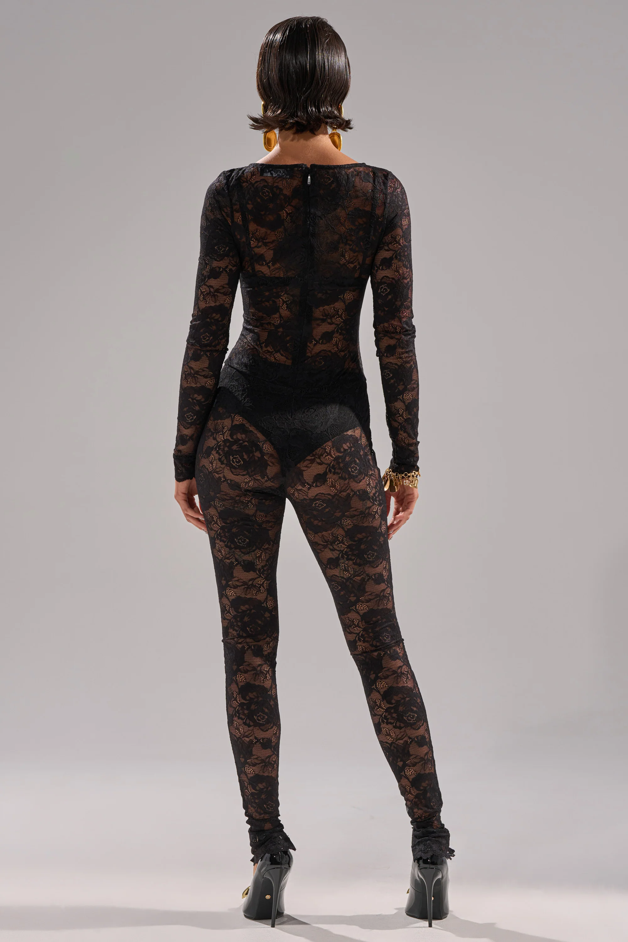 FROM DAY TO NIGHT LACE JUMPSUIT IN BLACK - Image 6
