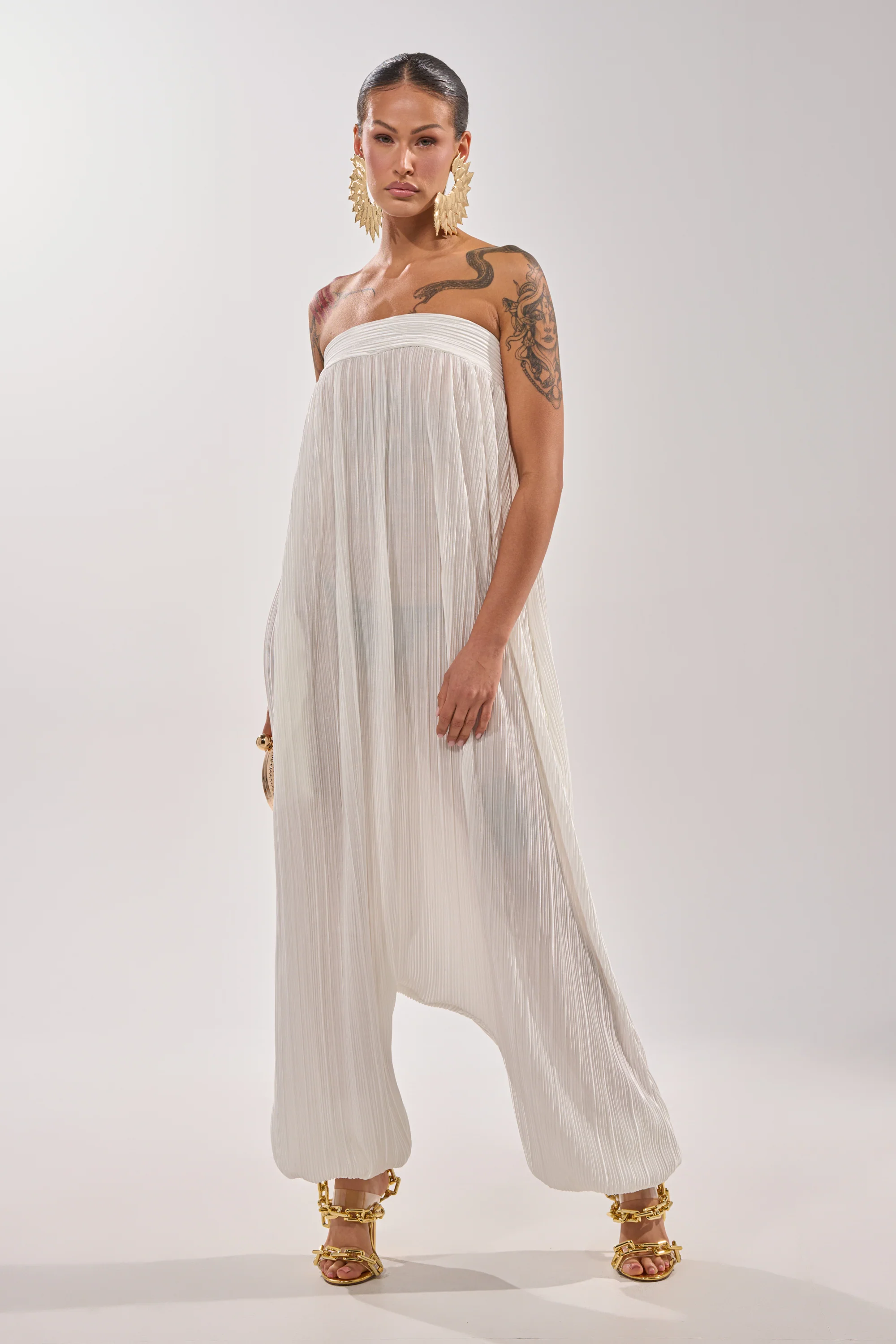 FROM THE CITY DROP CROTCH JUMPSUIT IN WHITE - Image 3