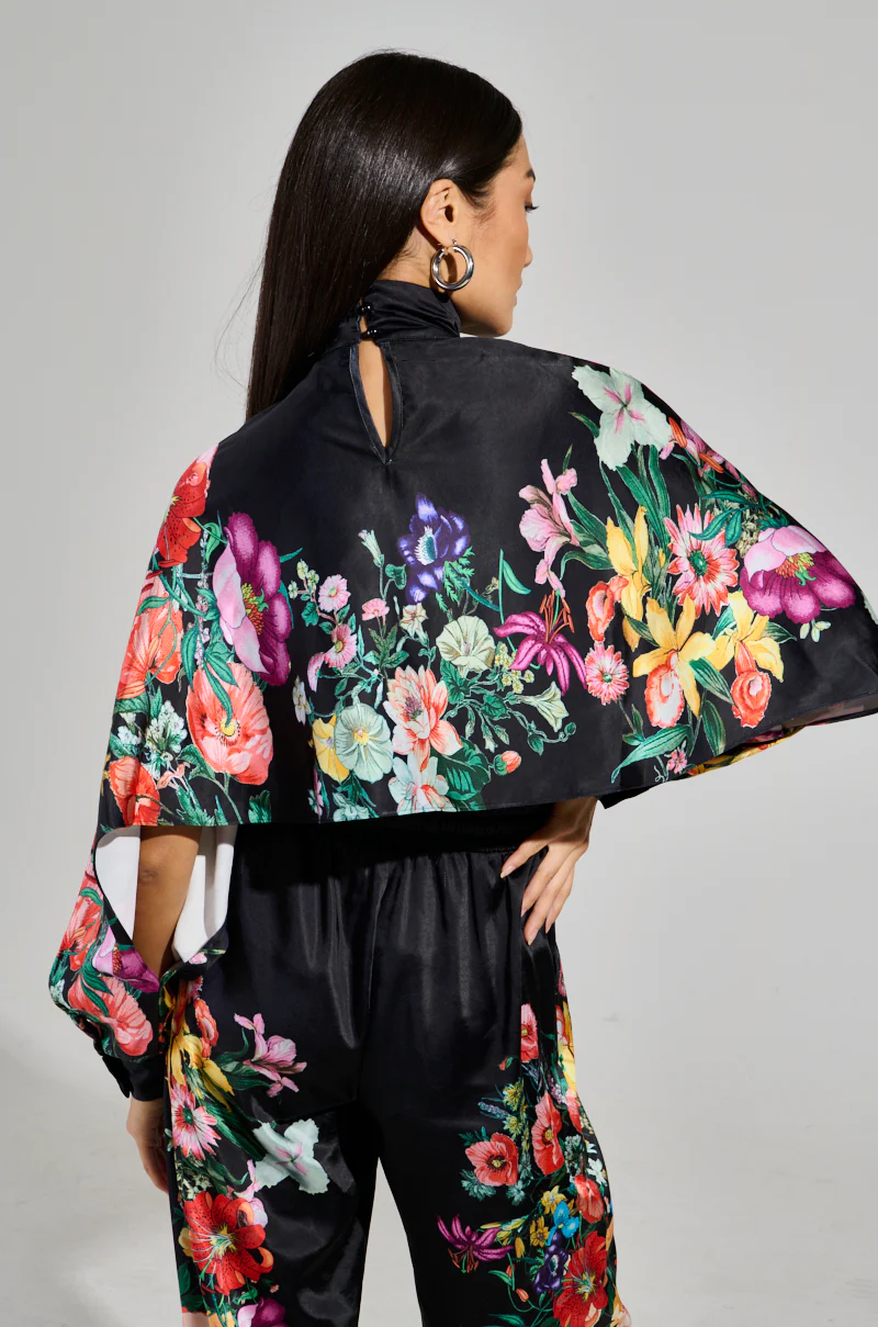 FULL BLOOM SATIN MOCK NECK BLOUSE - Image 5