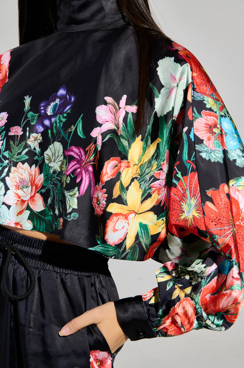 FULL BLOOM SATIN MOCK NECK BLOUSE - Image 8