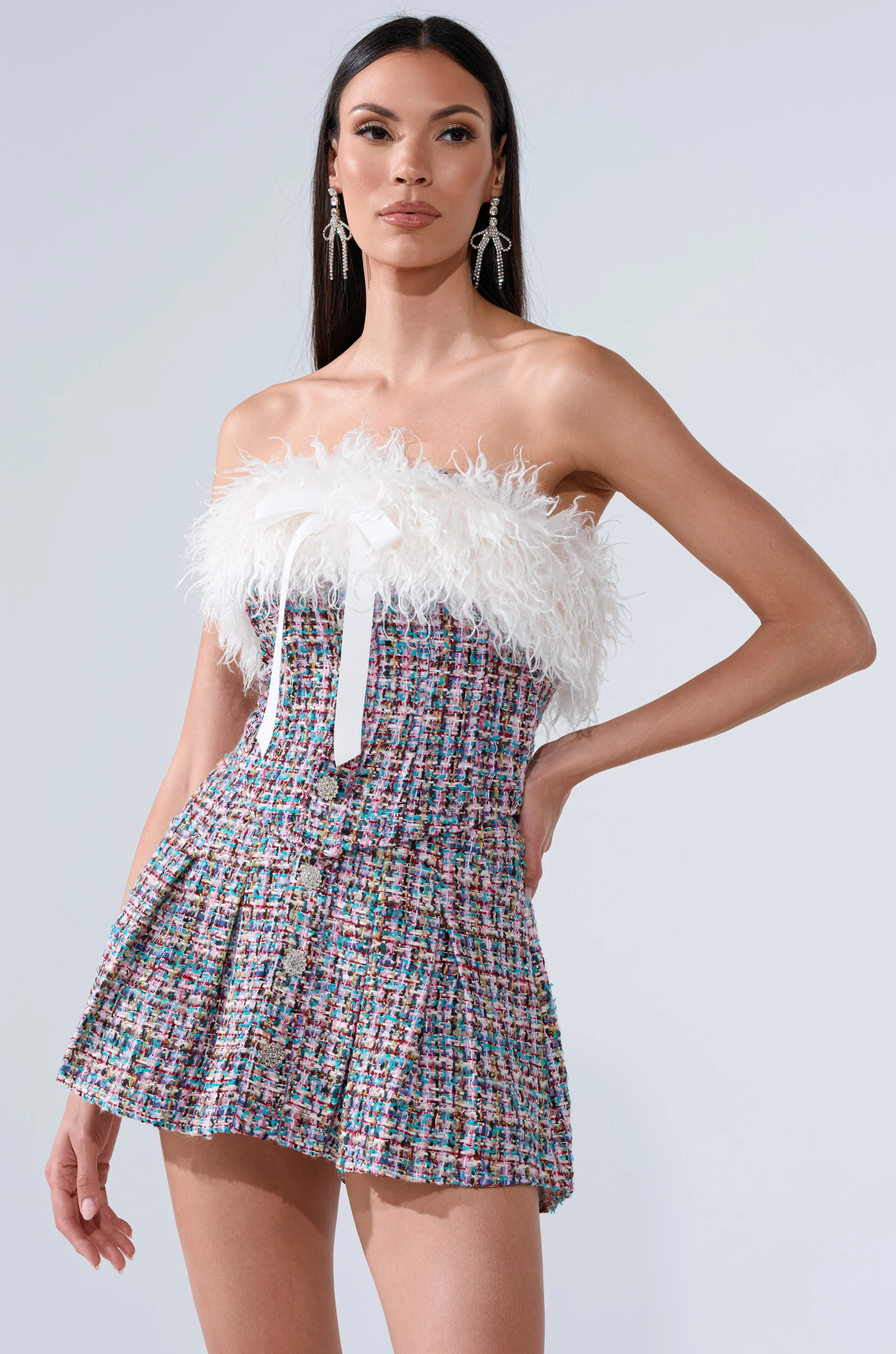 FUR TRIM TWEED CORSET - Image 2