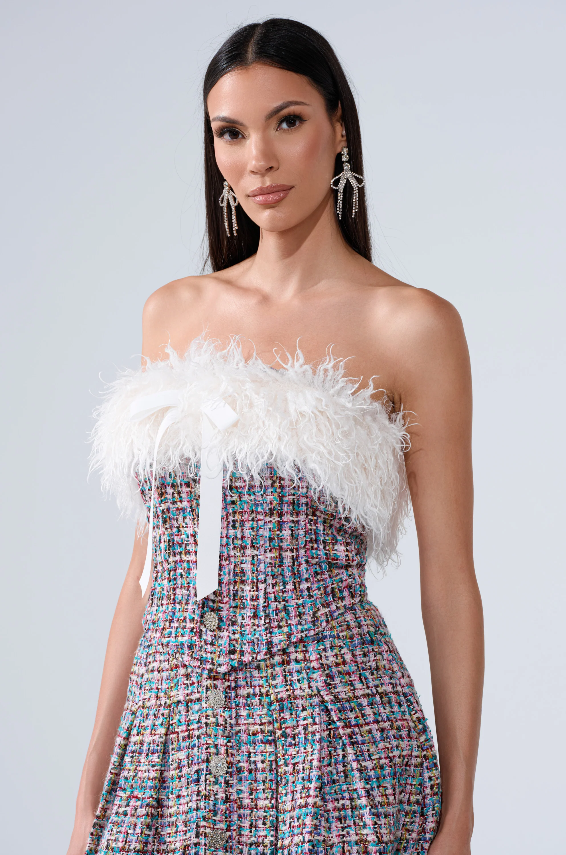 FUR TRIM TWEED CORSET - Image 3