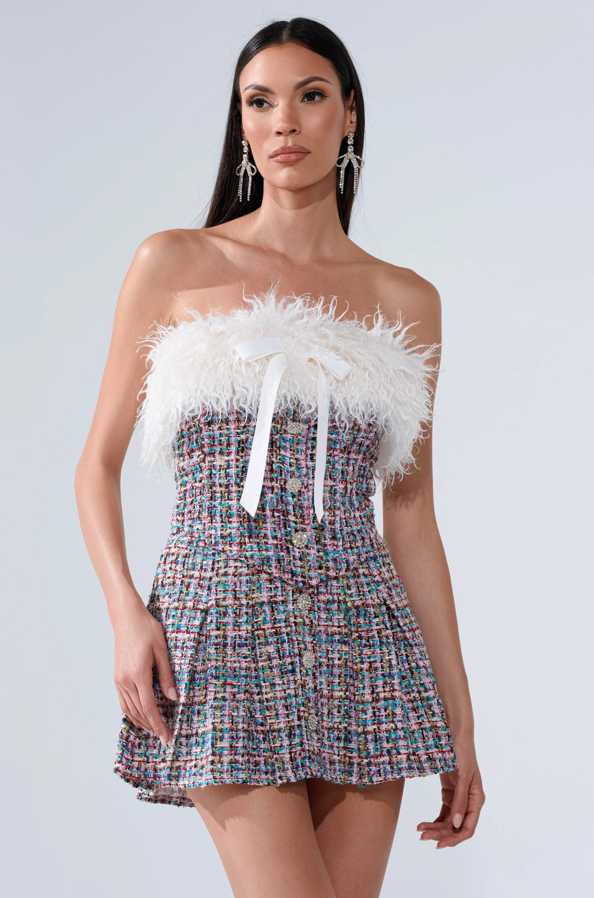 FUR TRIM TWEED CORSET - Image 4