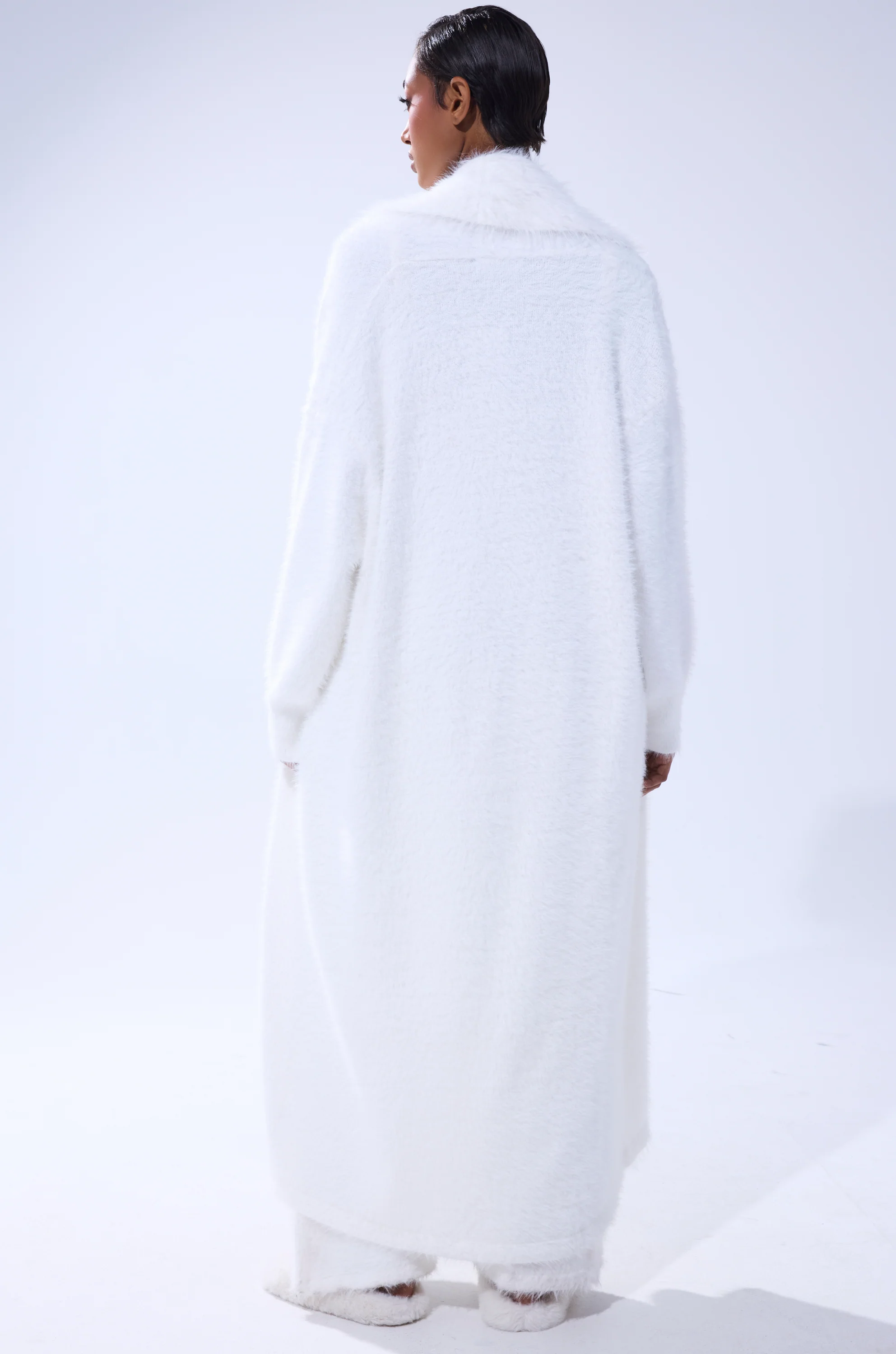 FUZZY KNIT SHAWL NECK CARDIGAN - Image 6