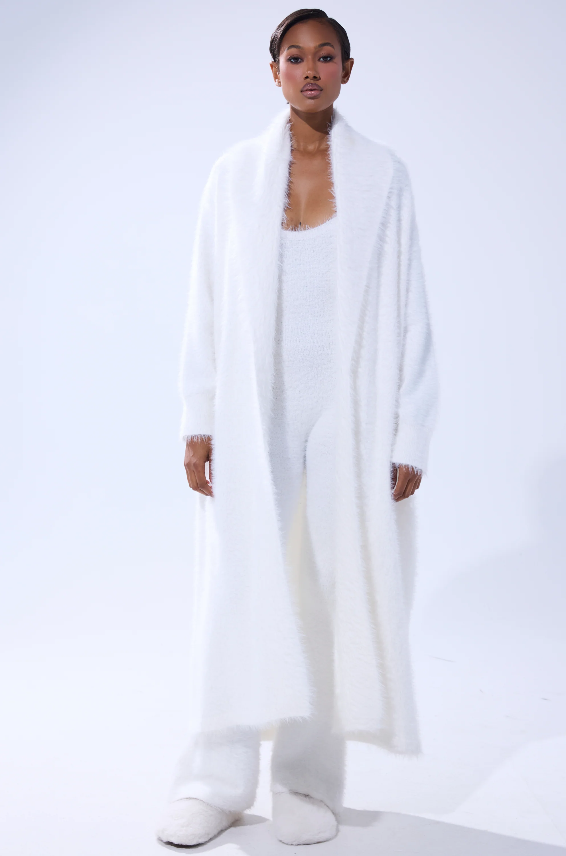 FUZZY KNIT SHAWL NECK CARDIGAN - Image 7