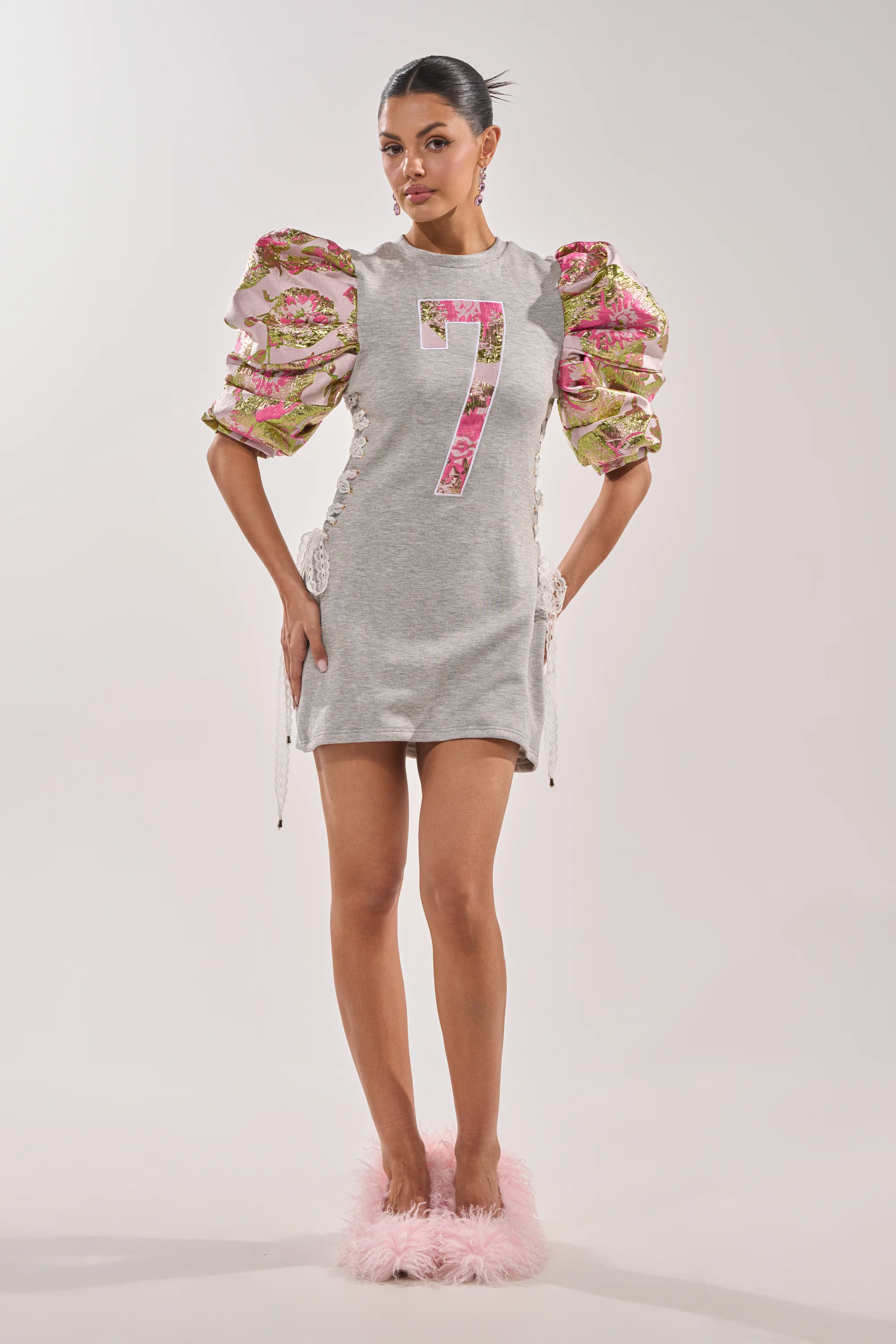 GAME CHANGER BROCADE LACE UP MINI DRESS - Image 6