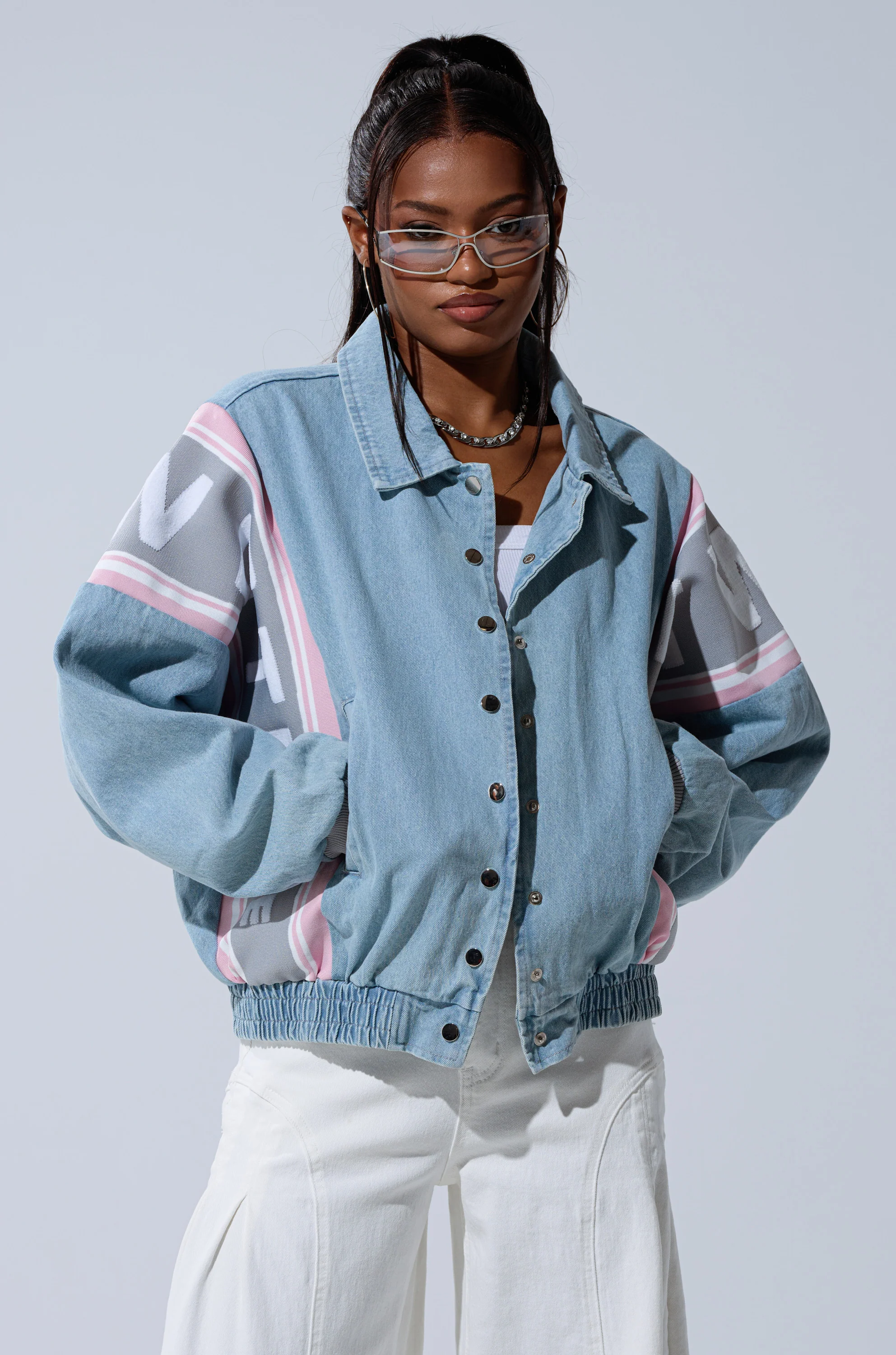 GAME TIME DENIM BOMBER