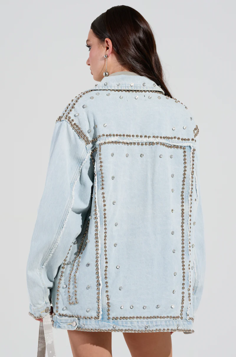 GAME TIME EMBELLISHED LONGLINE DENIM JACKET - Image 4