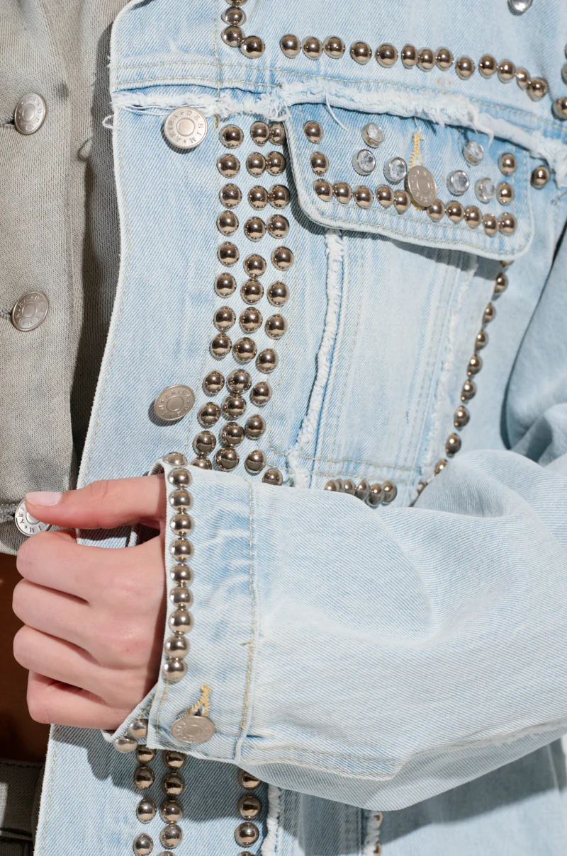 GAME TIME EMBELLISHED LONGLINE DENIM JACKET - Image 7