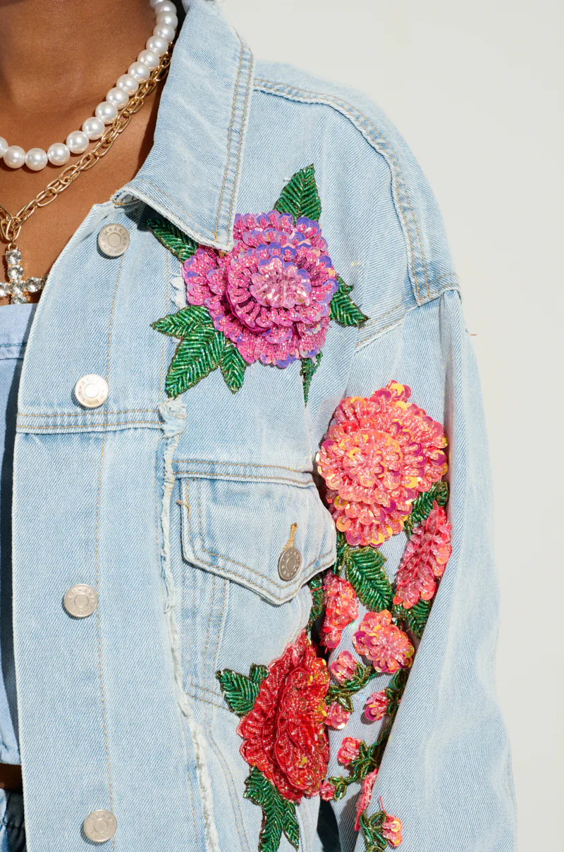 GARDEN OF EDEN EMBELLISHED DENIM JACKET - Image 8