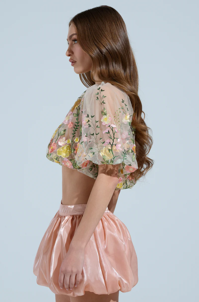GARDEN PARTY FLORAL EMBROIDERY TULLE TOP - Image 3