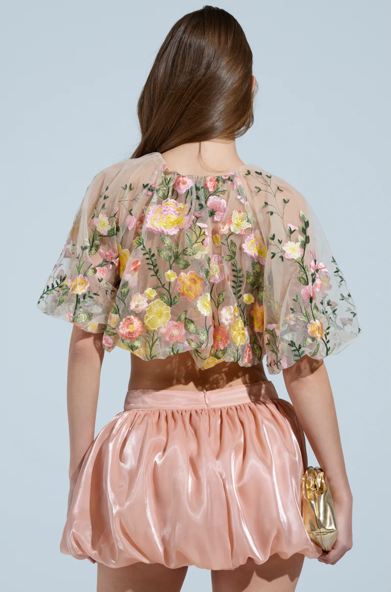 GARDEN PARTY FLORAL EMBROIDERY TULLE TOP - Image 4