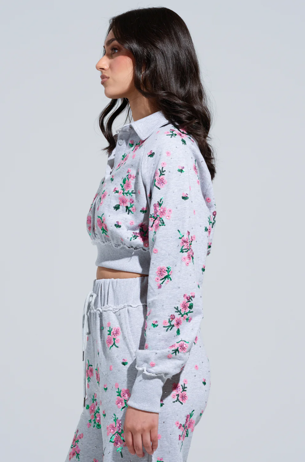 GARDEN PARTY RHINESTONE BUTTON UP TOP - Image 2