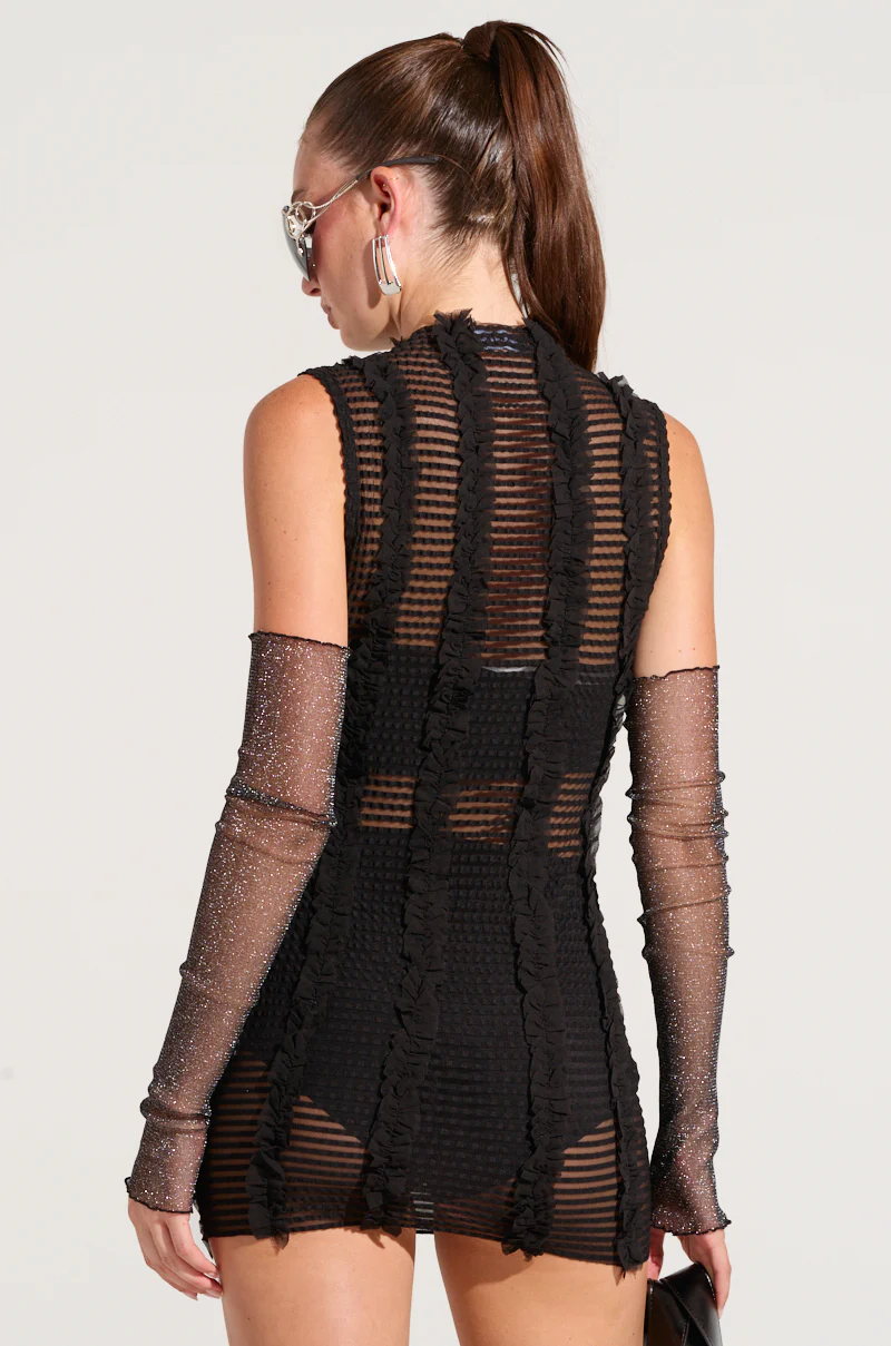 GELINA MESH LACE UP MINI DRESS - Image 5