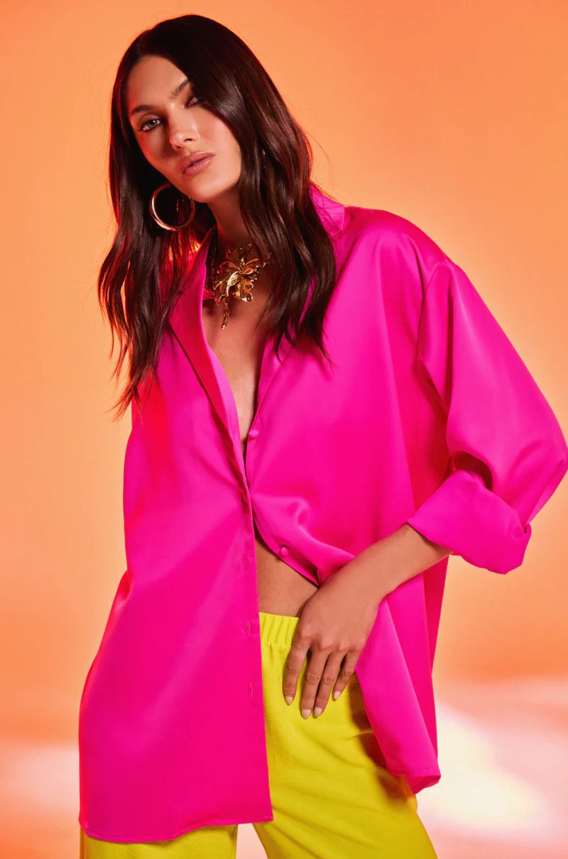 GEO SATIN LONG SLEEVE BLOUSE - Image 2