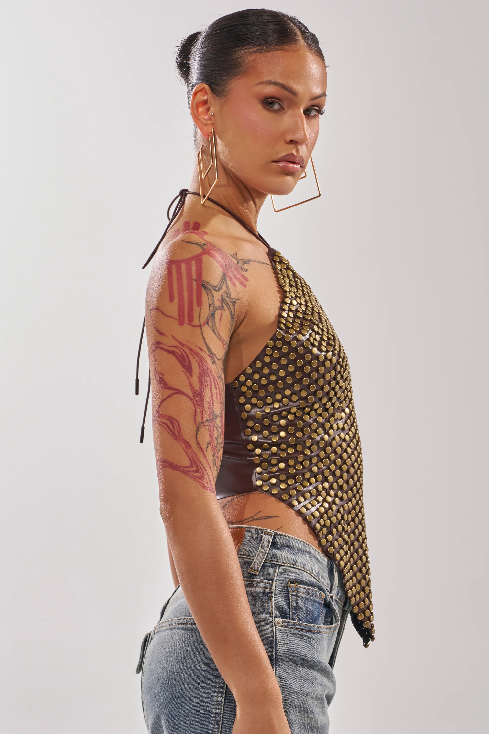 GET FUNKY BEADED TOP IN BROWN - Image 3