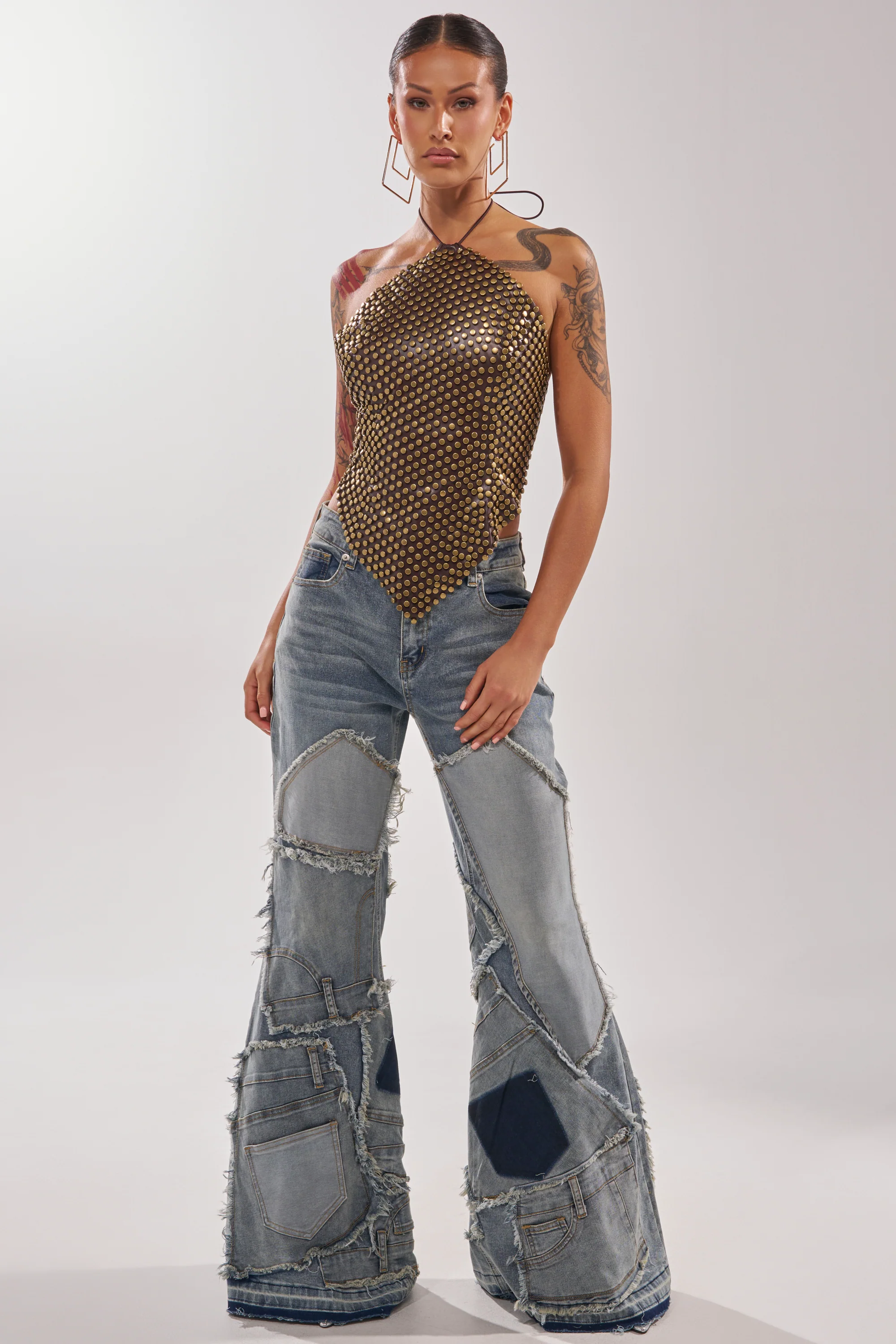 GET FUNKY BEADED TOP IN BROWN - Image 5
