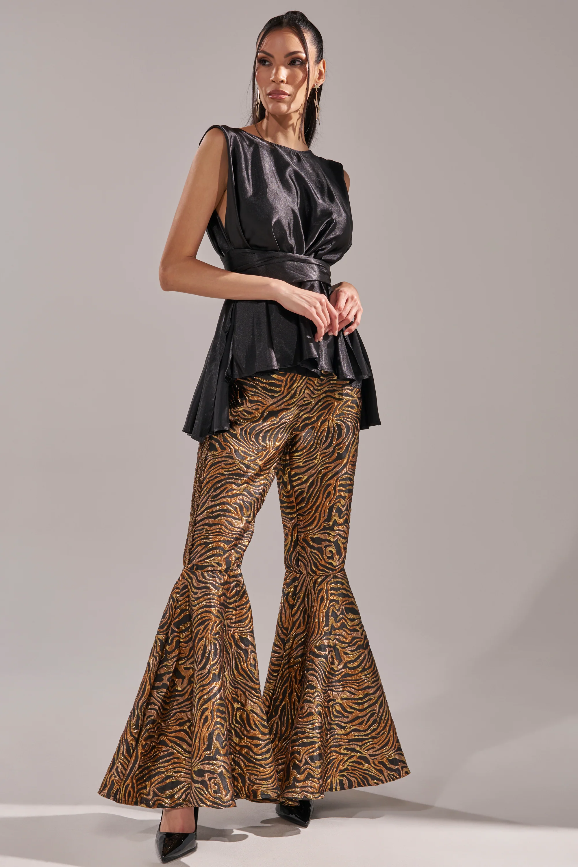 GET IN MOTION BROCADE FLARE TROUSER - Image 2