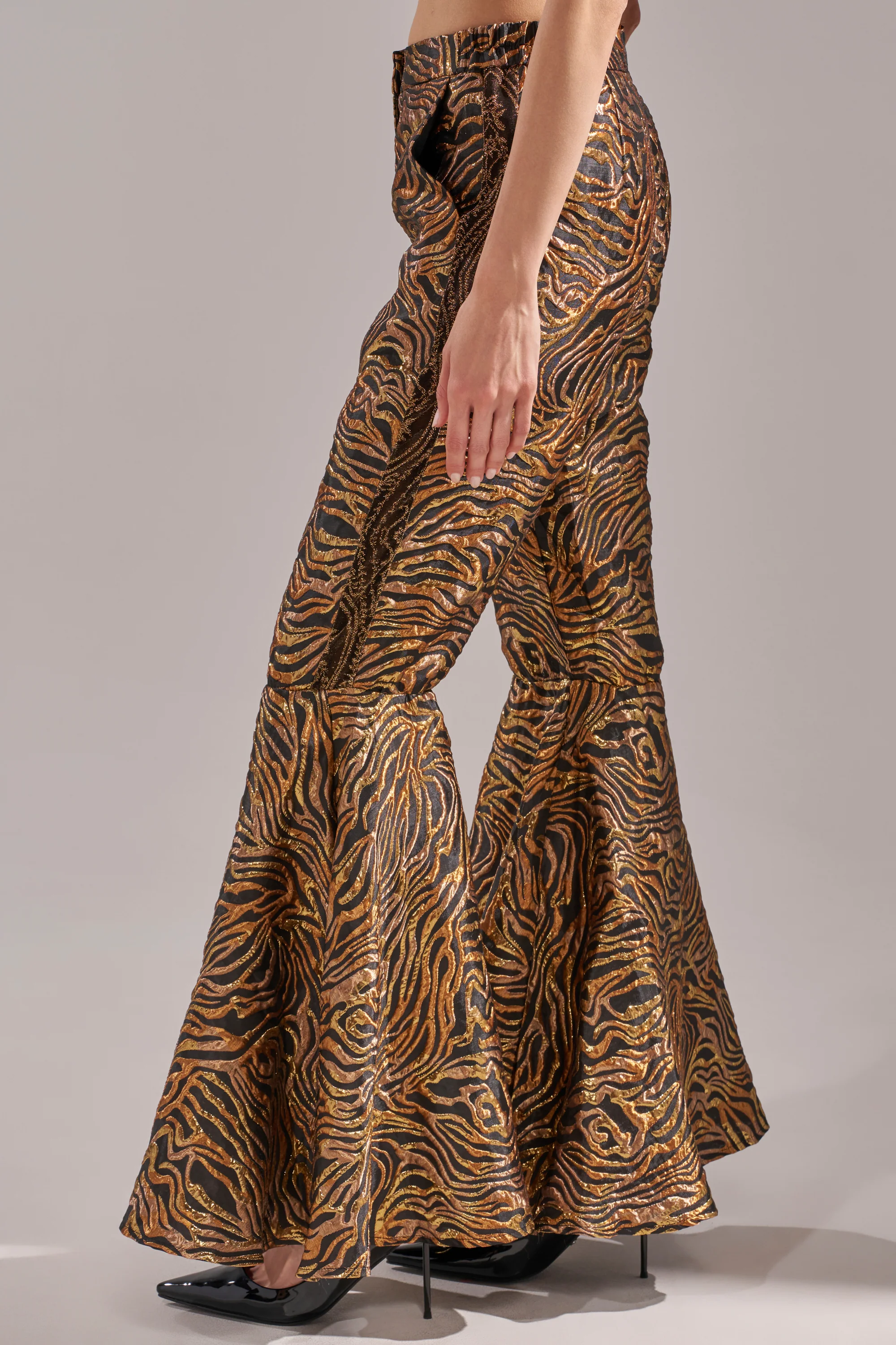 GET IN MOTION BROCADE FLARE TROUSER - Image 5