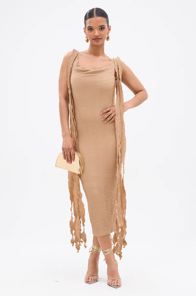 GET LIKE ME BACKLESS MIDI DRESS IN MOCHA MOUSSE - Image 2