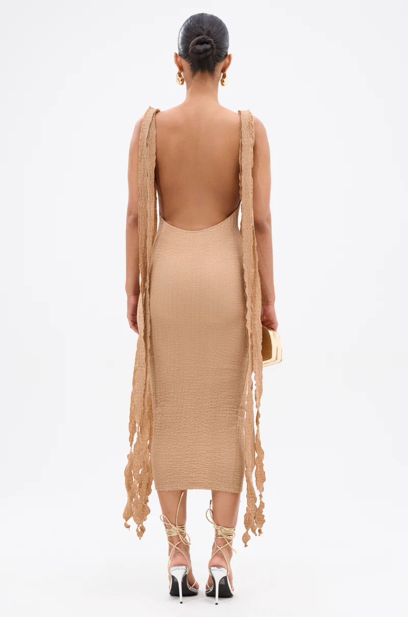 GET LIKE ME BACKLESS MIDI DRESS IN MOCHA MOUSSE - Image 4
