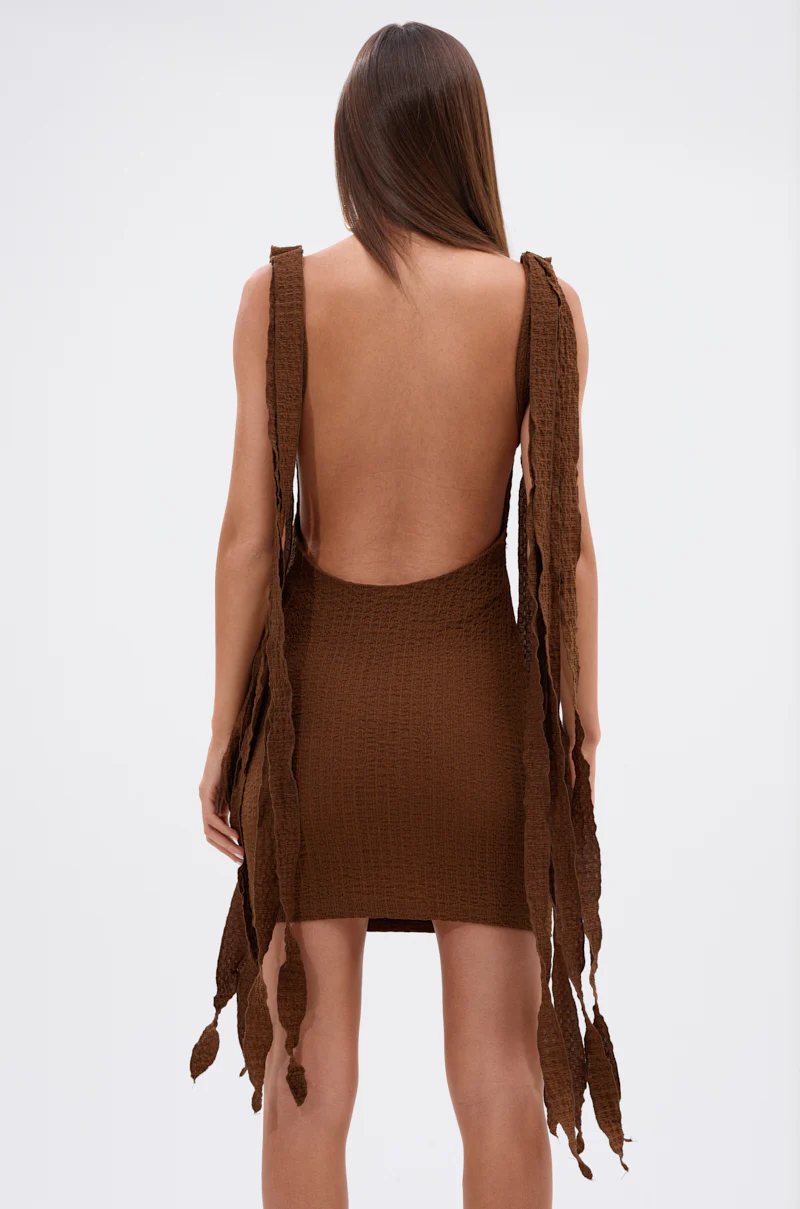 GET LIKE ME BACKLESS MINI DRESS IN CHOCOLATE - Image 5