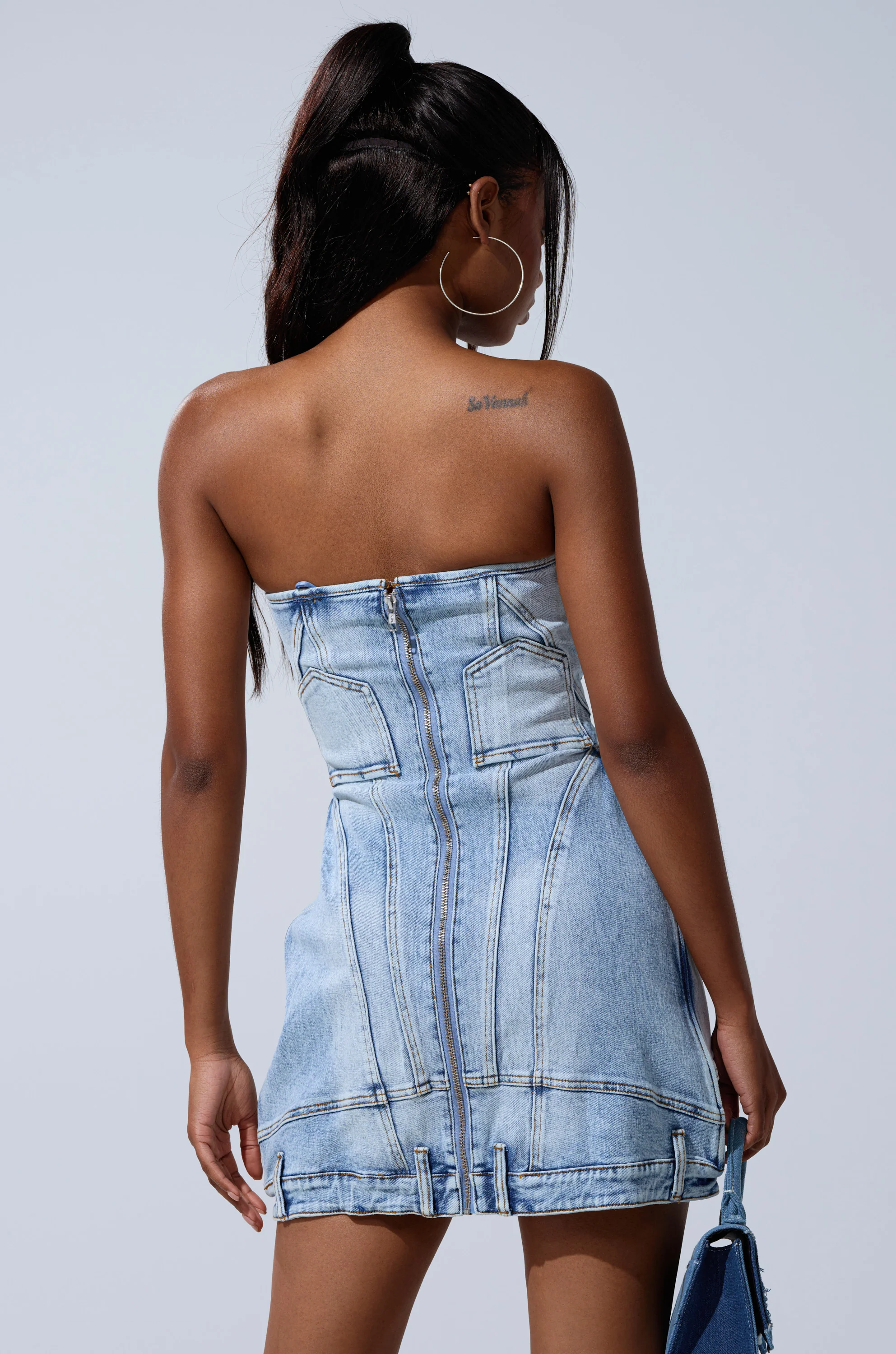 GET LIKE ME DENIM MINI DRESS - Image 4