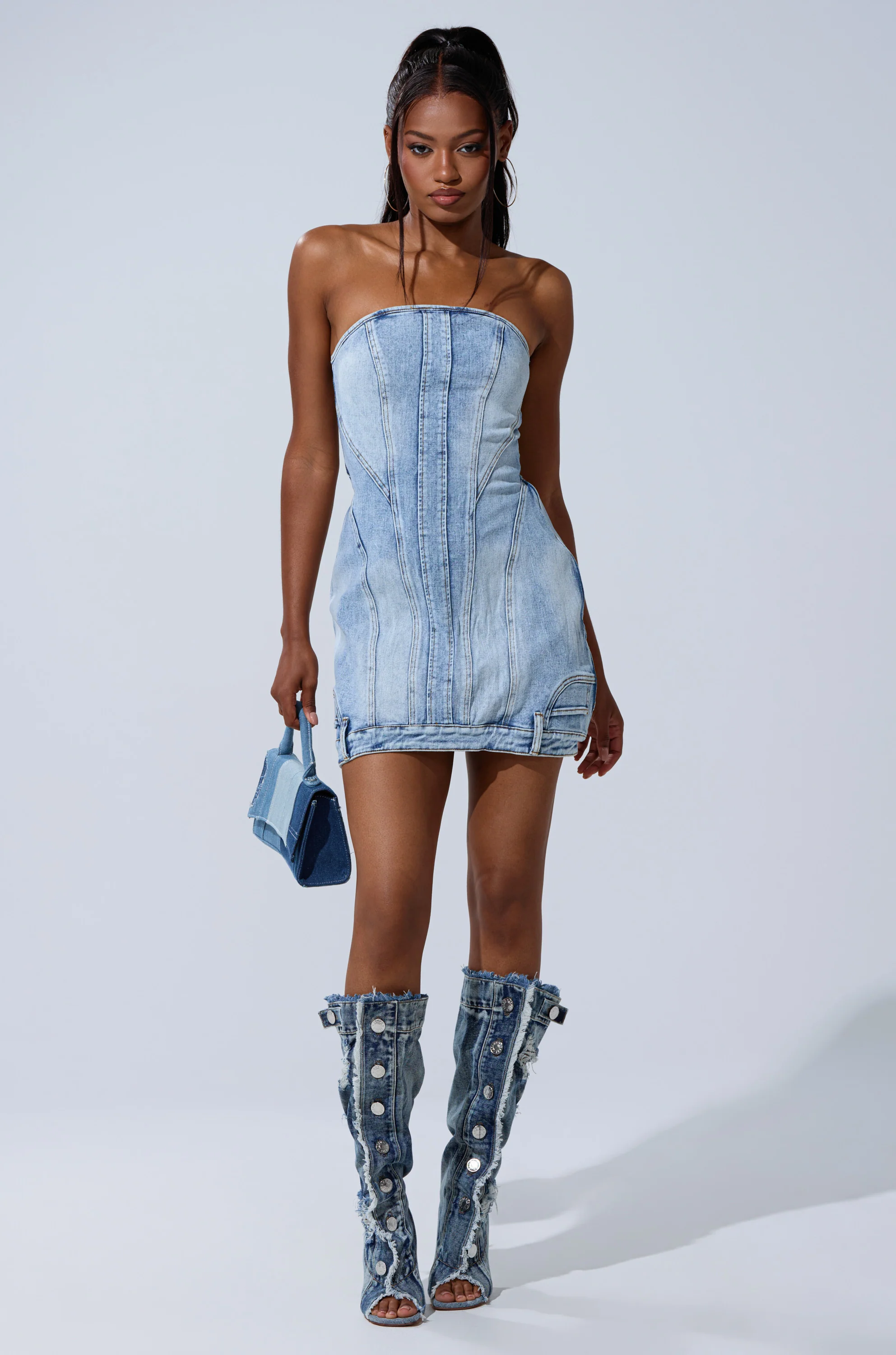 GET LIKE ME DENIM MINI DRESS - Image 7