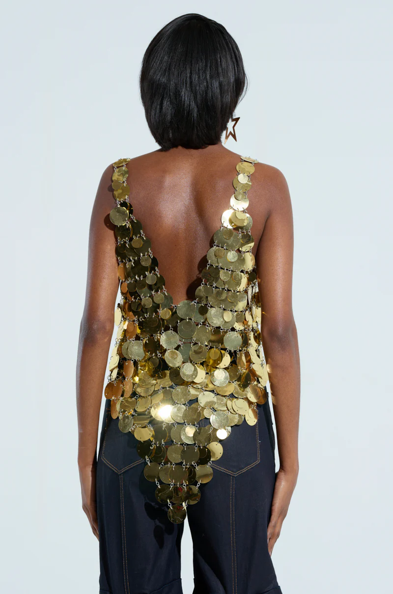 GET ME BODIED GOLD SEQUIN TOP - Image 3