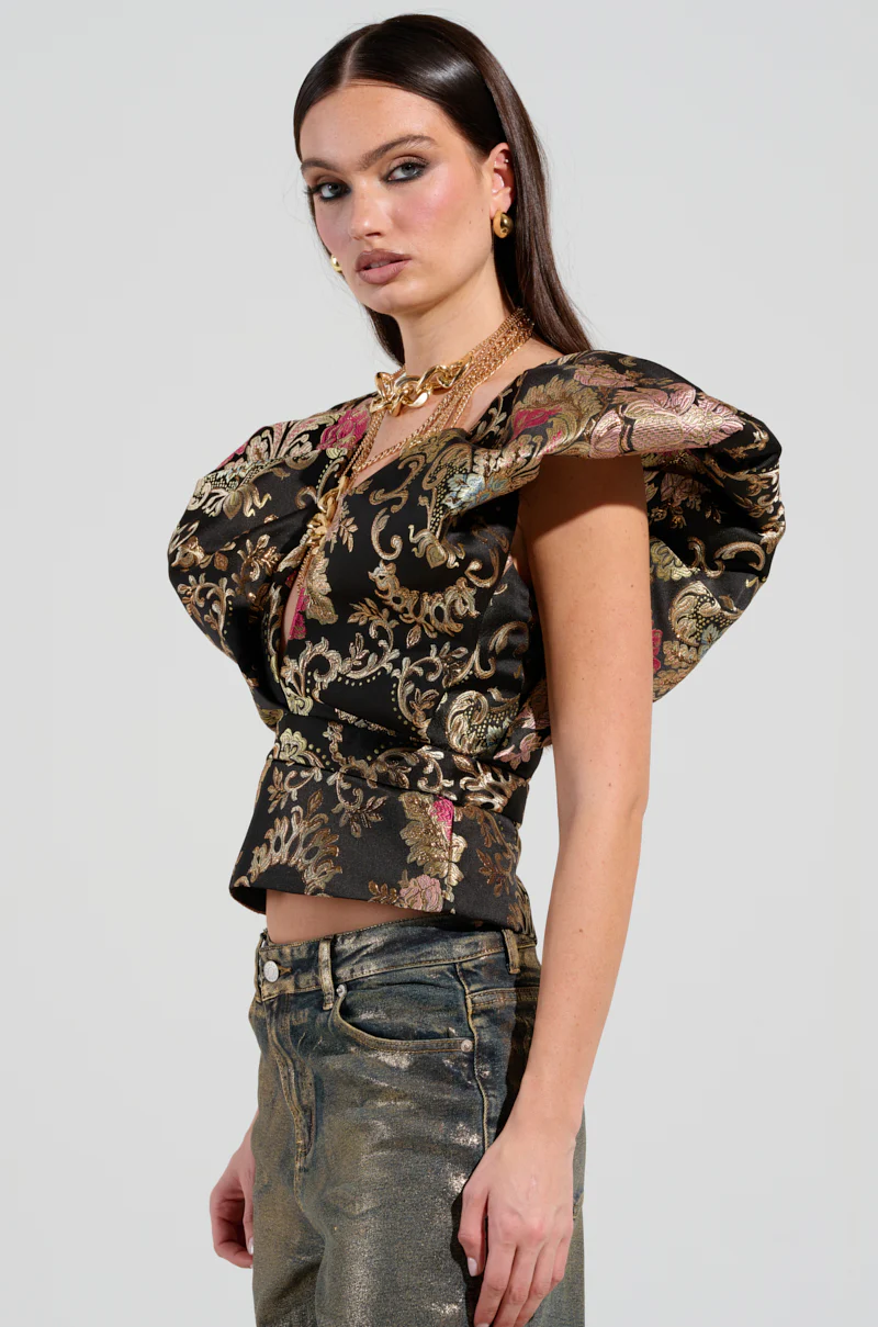 GET MY CLOSE UP FLORAL BROCADE BLOUSE - Image 3