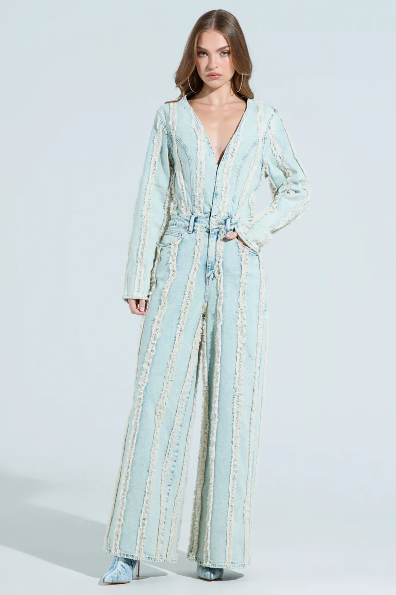 GET OUT OF MY WAY DENIM FUR JUMPSUIT - Image 5