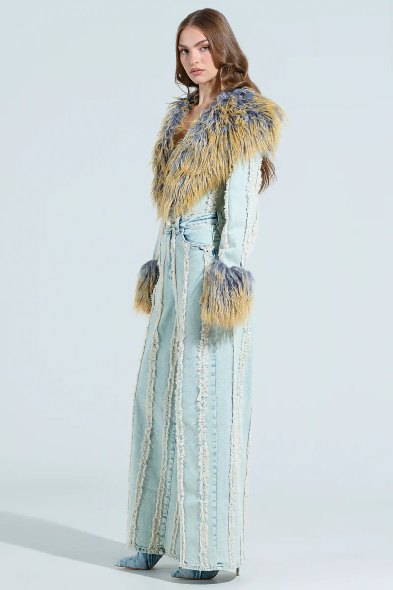 GET OUT OF MY WAY DENIM FUR JUMPSUIT - Image 6