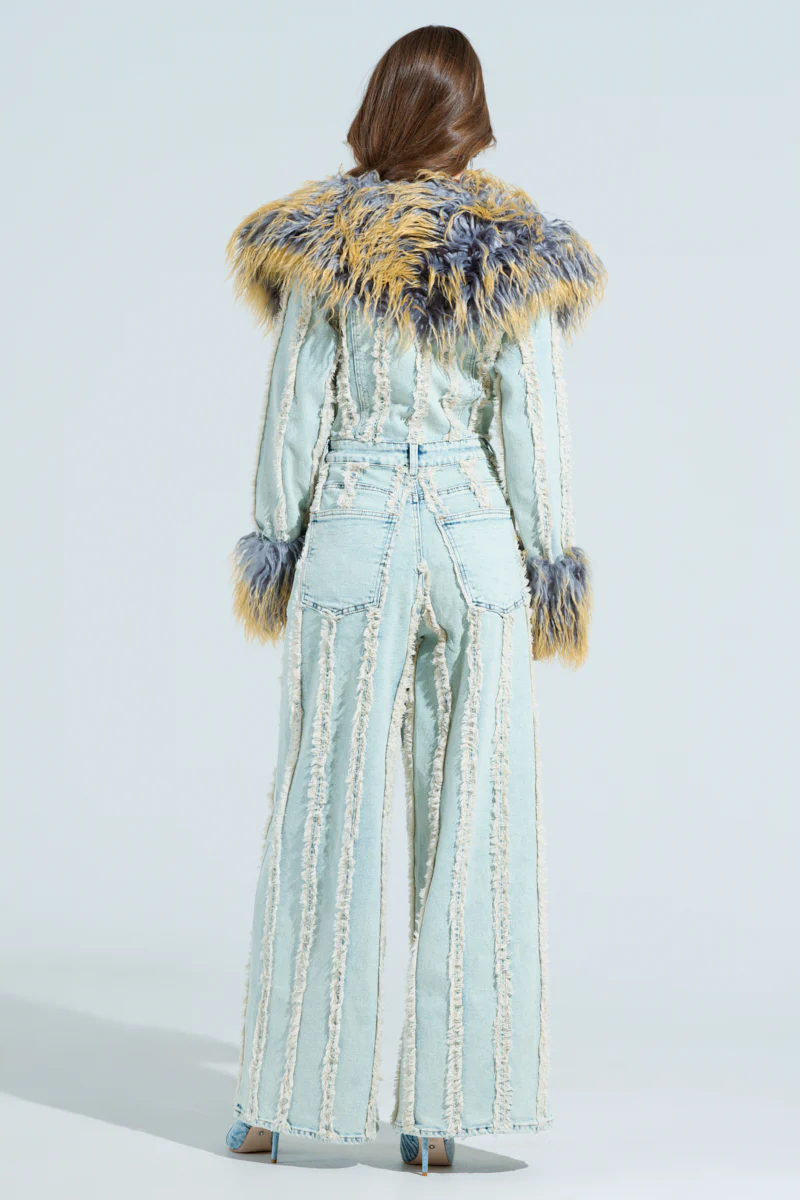 GET OUT OF MY WAY DENIM FUR JUMPSUIT - Image 7