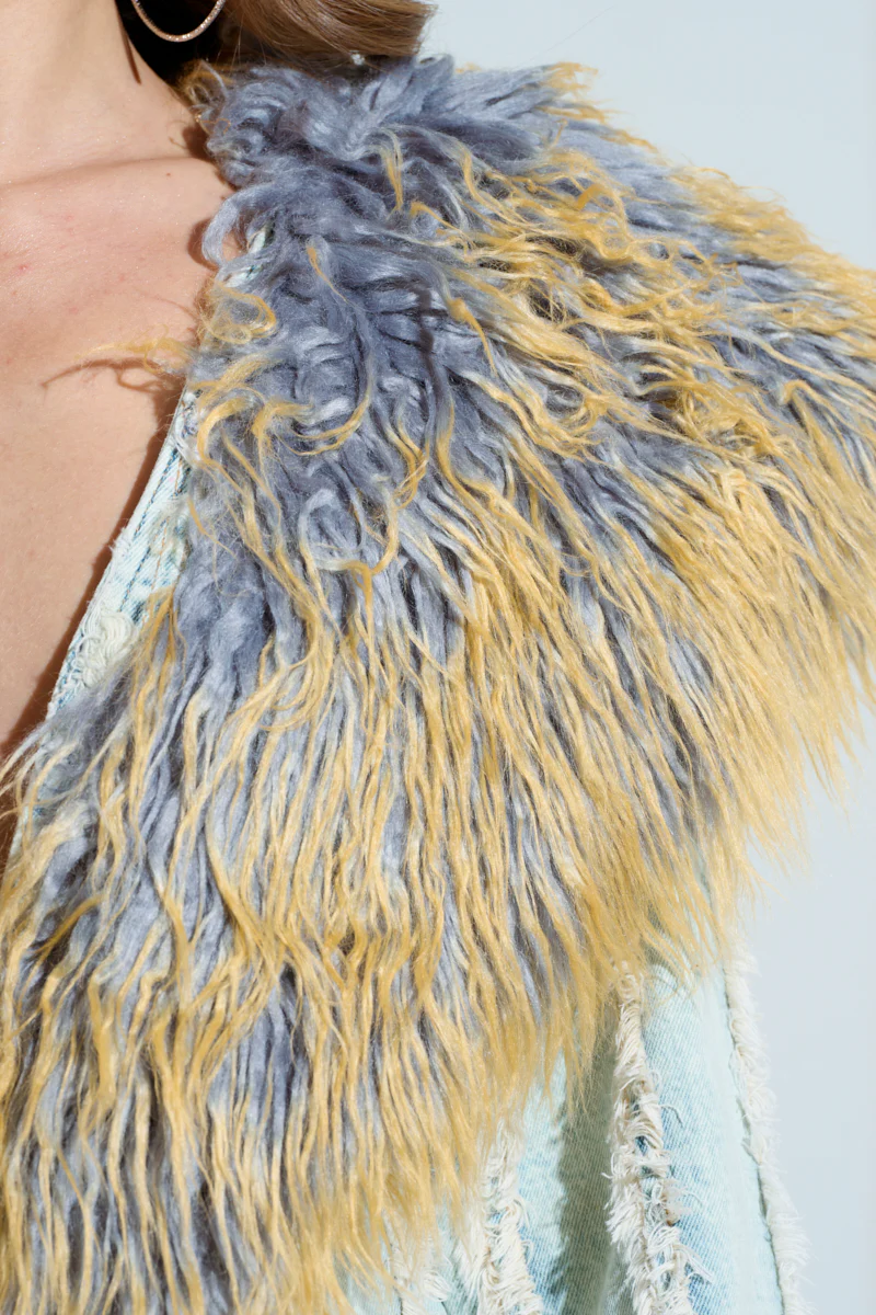 GET OUT OF MY WAY DENIM FUR JUMPSUIT - Image 8