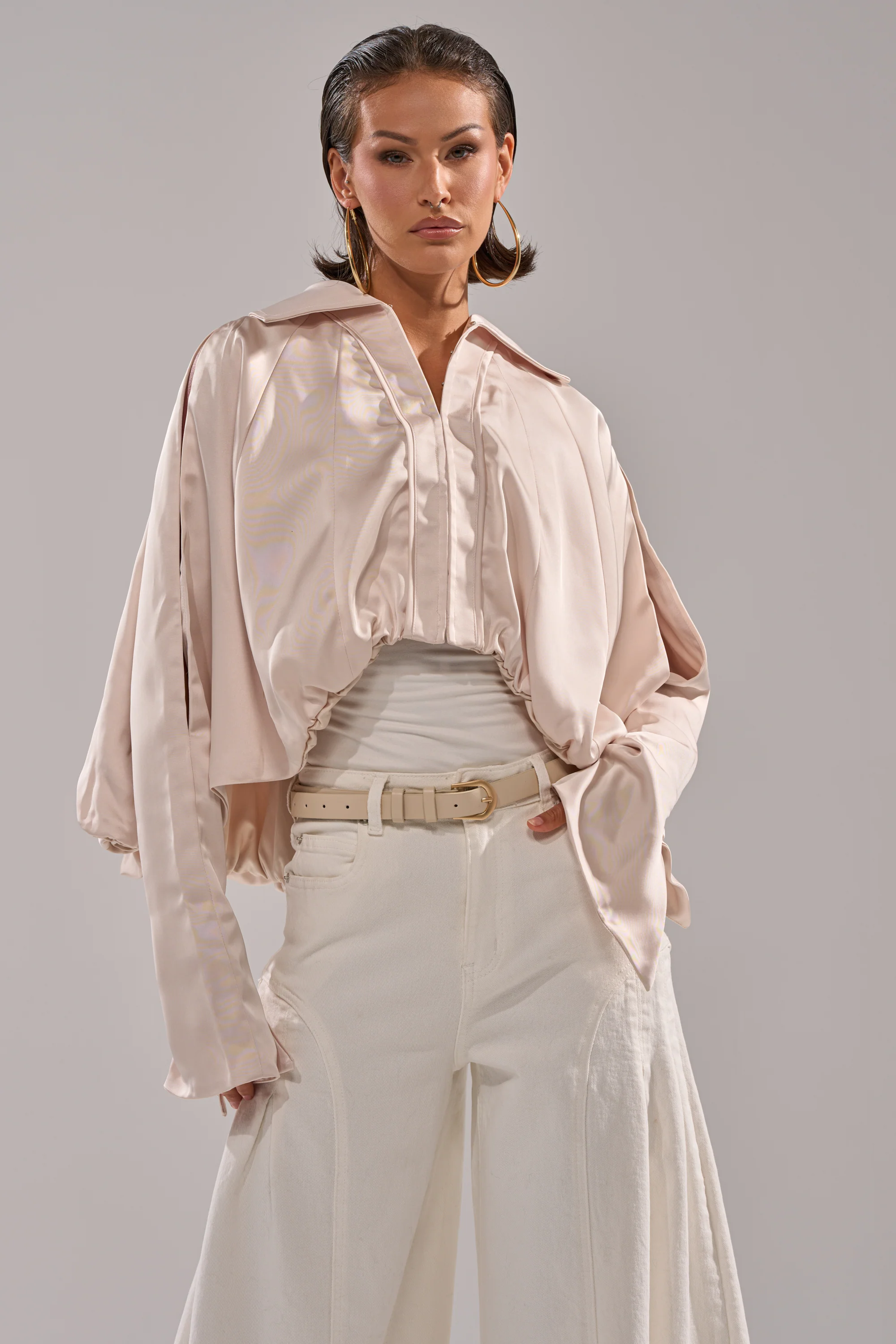 GET WITH IT SATIN BLOUSE