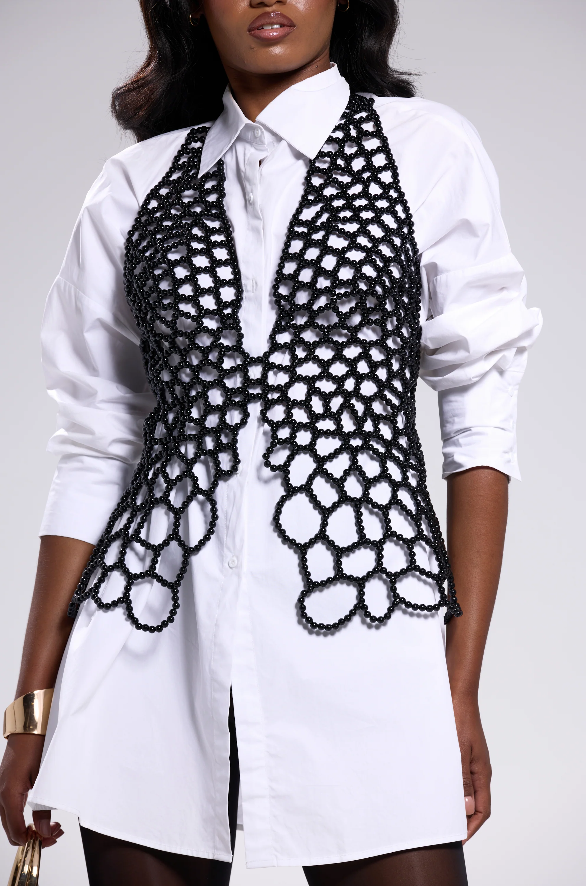 GETTIN HOT IN HERE BEADED TOP IN BLACK - Image 7