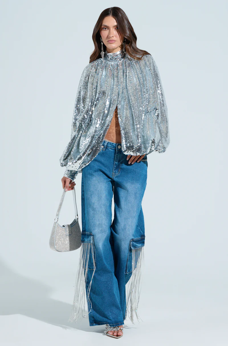 GIMME GIMME RHINESTONE CHAIN CARGO JEANS - Image 6